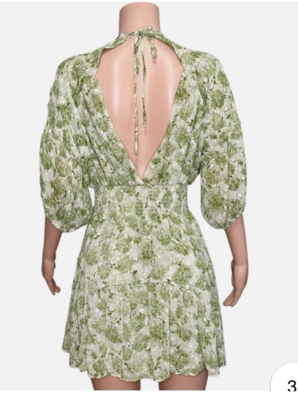 Misa Los Angeles Light Green Floral V-Neck Mini Dress - Picture 4 of 7